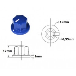 MXR style BLUE knob 19mm, set screw mounting