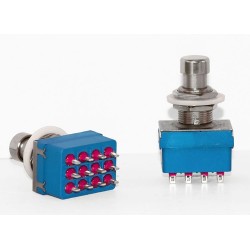 4PDT blue, push-button switch with 12 solder pins