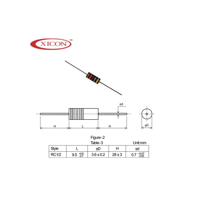 Xicon 150R 1/2W, carbon composition resistor 5%