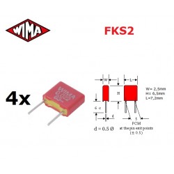 4x Wima FKS2 0,001uF/100V,...