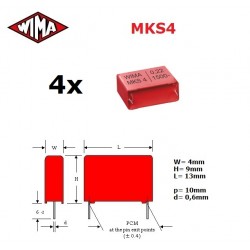 4x Wima MKS4 0,1uF/400V,...