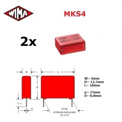 2x Wima MKS4 0,22uF/400V,...