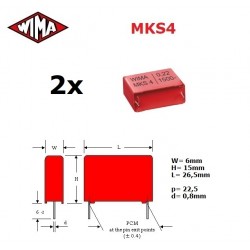 2x Wima MKS4 0,47uF/400V,...
