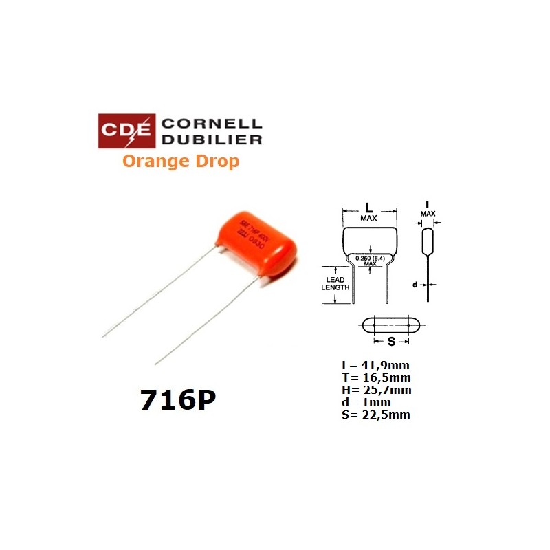Orange Drop 716, 0,22uF/600V, condensatore polipropilene