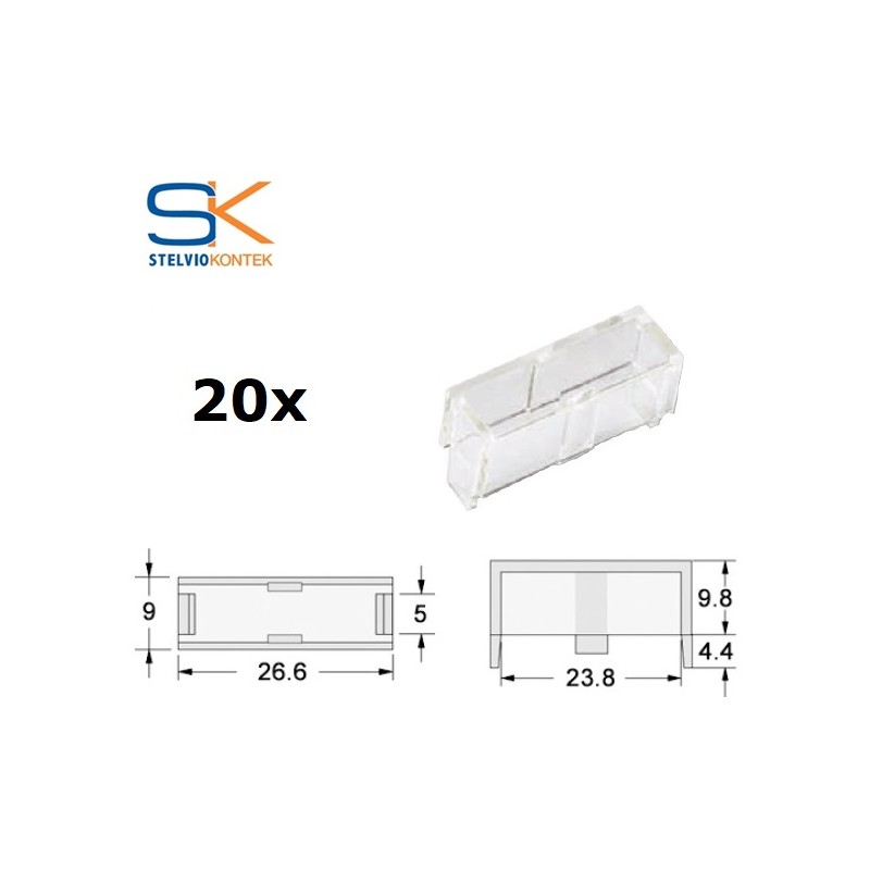 20x Stelvio Kontek BS140NA, calotta trasparente per portafusibile 5x20 da PCB