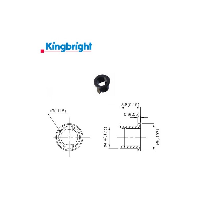 Kingbright plastic Ledholder clip, for LED d: 3mm