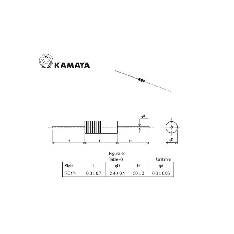 Kamaya 4R7 1/4W, resistenza ad impasto di carbone 5%