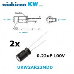 2x Nichicon KW 0,22uF 100V,...