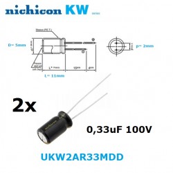 2x Nichicon KW 0,33uF 100V,...