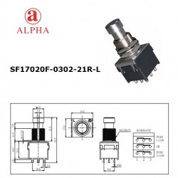 Alpha 3PDT NERO, interruttore TOP QUALITY a pressione, pin a saldare, SF17020F-0302-21R-L