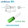 Nichicon Muse ES 0,47uF 50V, bipolar electrolytic capacitor, UES1HR47MDM